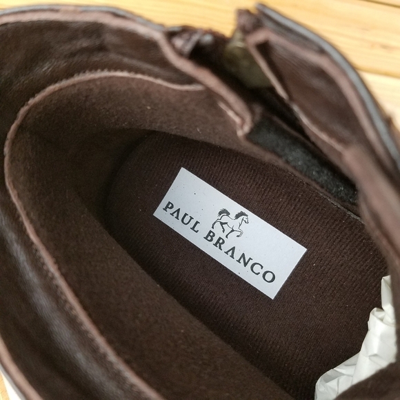 Men's 100% Genuine Leather Brown Ankle Boots 7 US Paul Branco Side Zip Lace-up - Picture 10 of 12